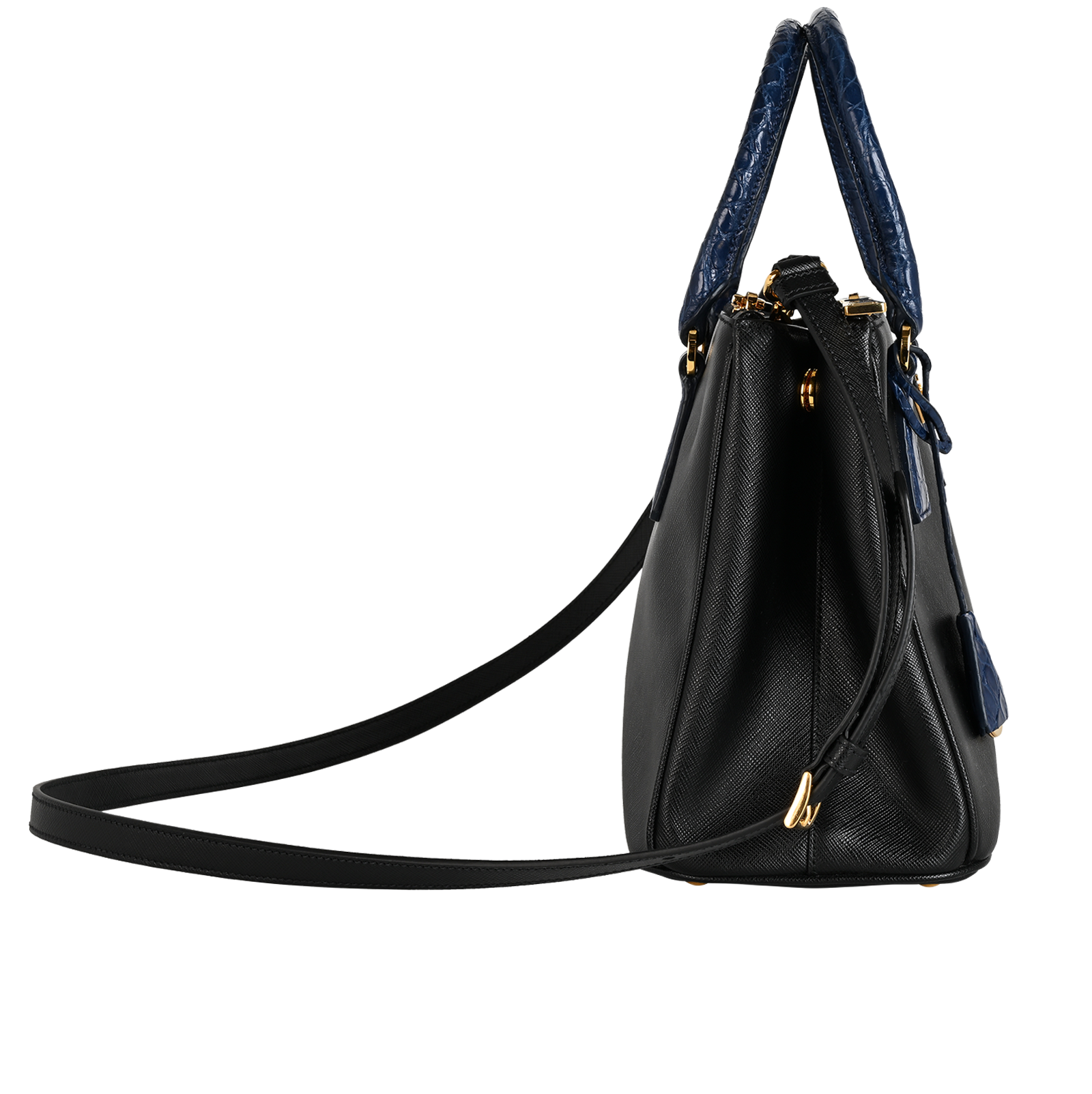 Medium Galleria, &pound;1,200, Handbags, Black/Blue, Leather, Side view